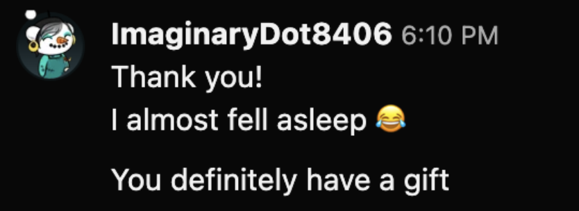 Client feedback screenshot
